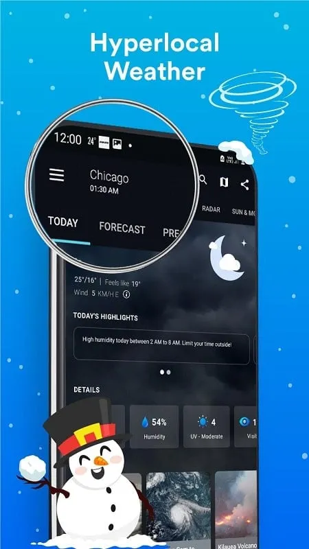 1Weather Forecast Radar mod interface showing premium features