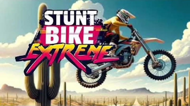 A biker performing a stunt on a challenging off-road track in Stunt Bike Extreme.