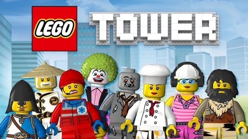 A bustling LEGO Tower with various floors and residents.