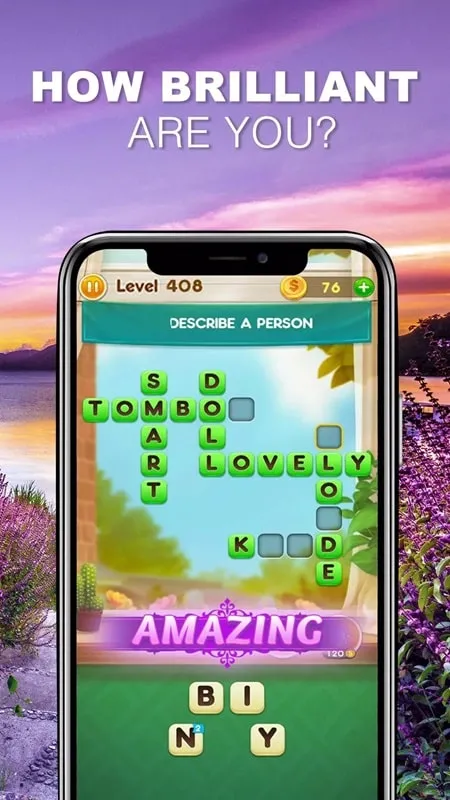 A challenging word puzzle within the game interface.