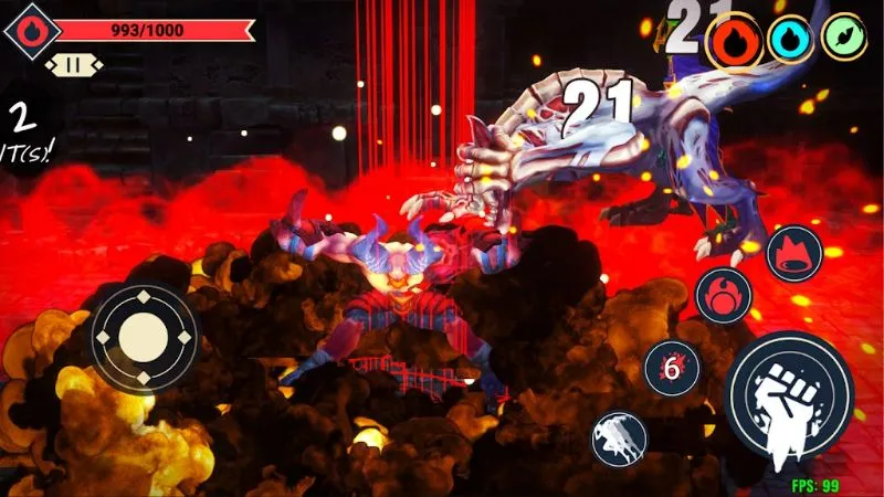 A character using a special attack in Demon Brawler.