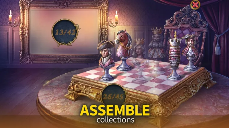 A cluttered scene from Through the Looking Glass F2P with hidden objects.