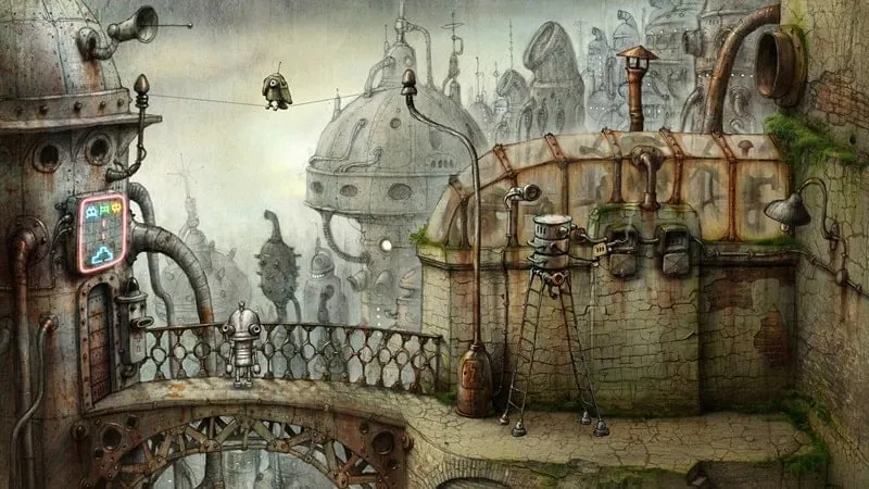 A detailed walkthrough of a specific puzzle in Machinarium, showcasing how to interact with the game environment.