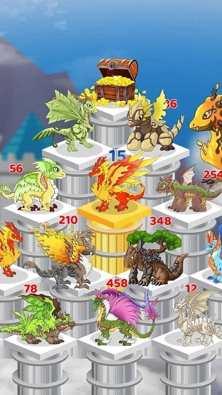 A diverse lineup of monsters showcased within the game interface.