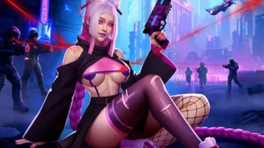 A female character in Cyber Fuck, showcasing the game's visual style.