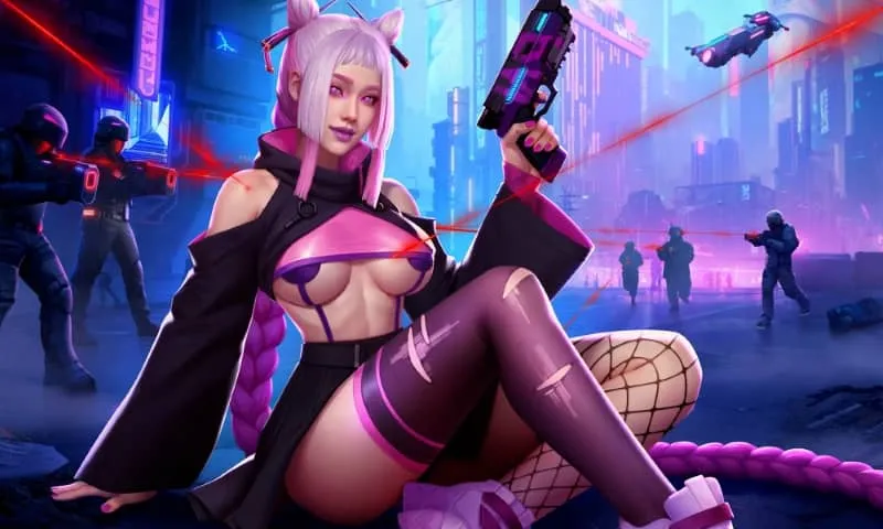 A female character in Cyber Fuck, showcasing the game's visual style.