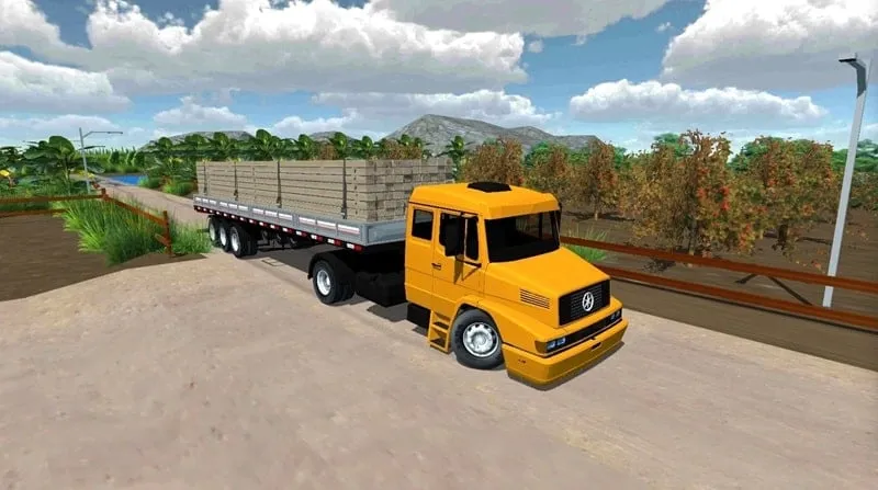 A gameplay image from BR Truck 2 showing the detailed environment and truck customization options.