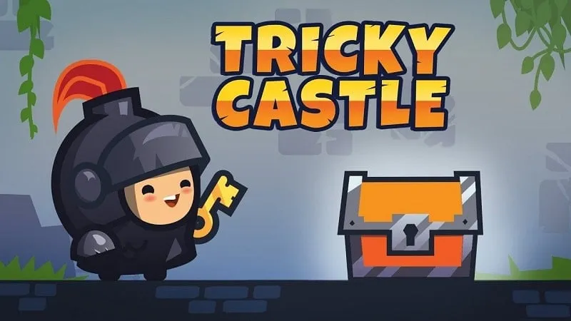 A knight standing in front of a castle door in Tricky Castle.