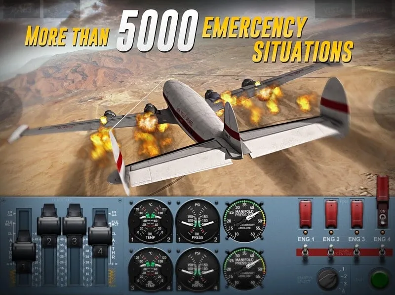 A mid-flight scenario showcasing the pilot's view.