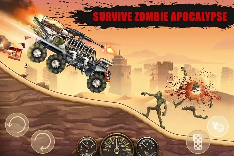 A player navigating the upgrade menu in Zombie Hill Racing, showcasing the various upgrade options available for the vehicle.