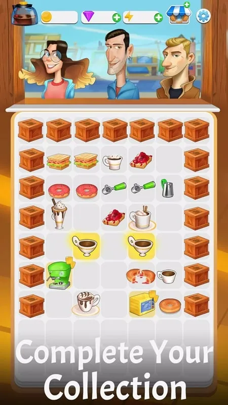 A player using the unlimited currency feature to purchase decorations in the Merge Barista shop.