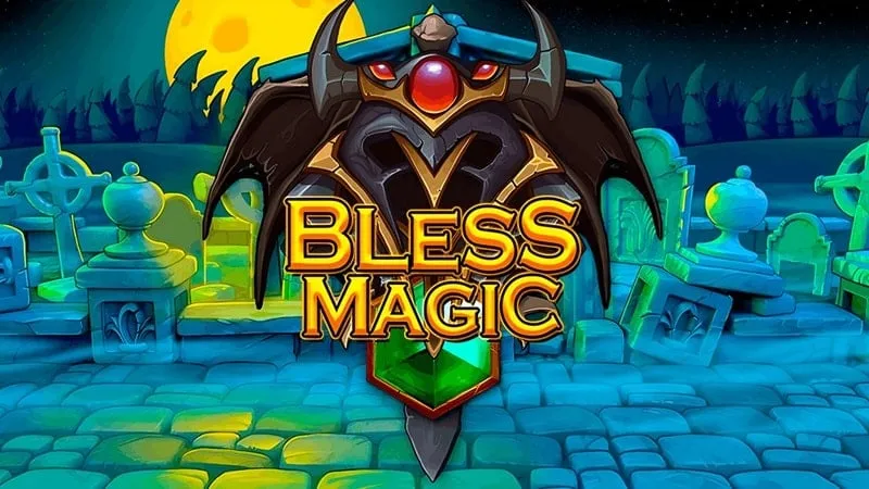 A promotional image for Bless & Magic featuring a character wielding a sword and surrounded by magical effects.