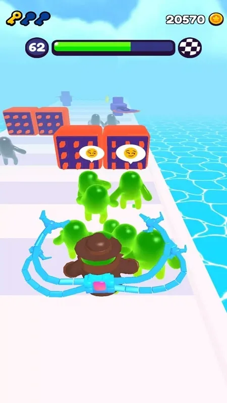 A promotional image for Join Blob Clash 3D featuring colorful blobs and gameplay elements.