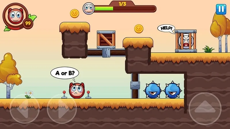 A red ball navigating a platform level in Ball Bounce.