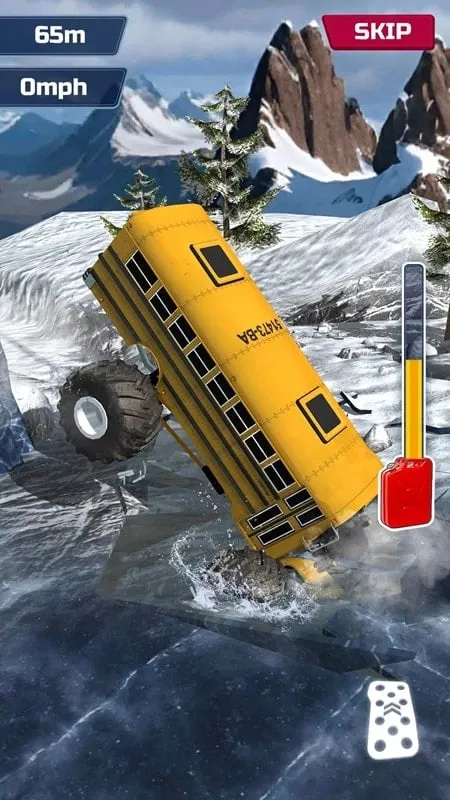 A screenshot depicting a challenging off-road racing environment with various obstacles in Offroad Climb 4x4.