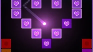 A screenshot displaying the gameplay of Brick Pang, showing the ball and bricks.