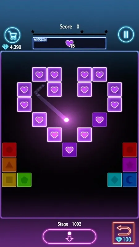 A screenshot displaying the gameplay of Brick Pang, showing the ball and bricks.