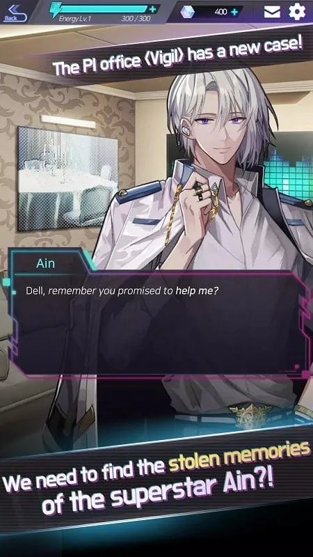 A screenshot from Mayday Memory highlighting the visual novel style of gameplay with character portraits and text boxes.