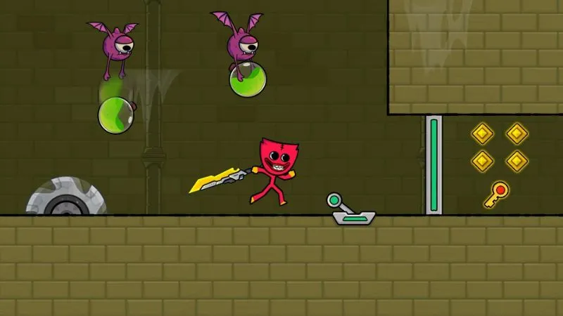 A screenshot from Red Stickman: Stick Adventure highlighting the diverse level design.