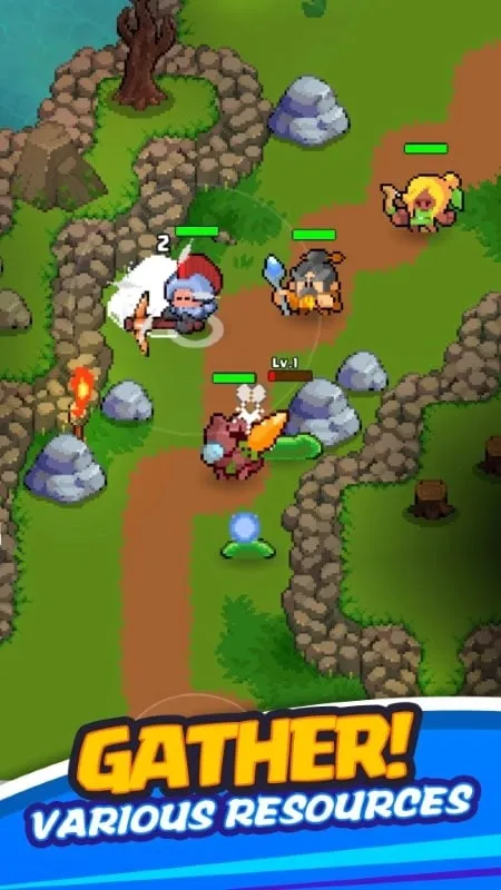 A screenshot from Valley Adventurer showing a character interacting with a resource node.