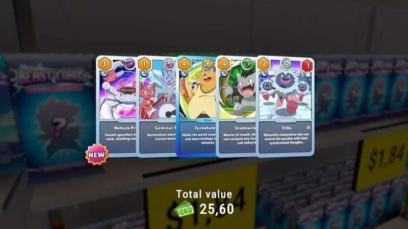 A screenshot highlighting the card collection interface.