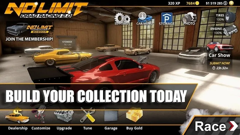 A screenshot of a customized car in No Limit Drag Racing 2.