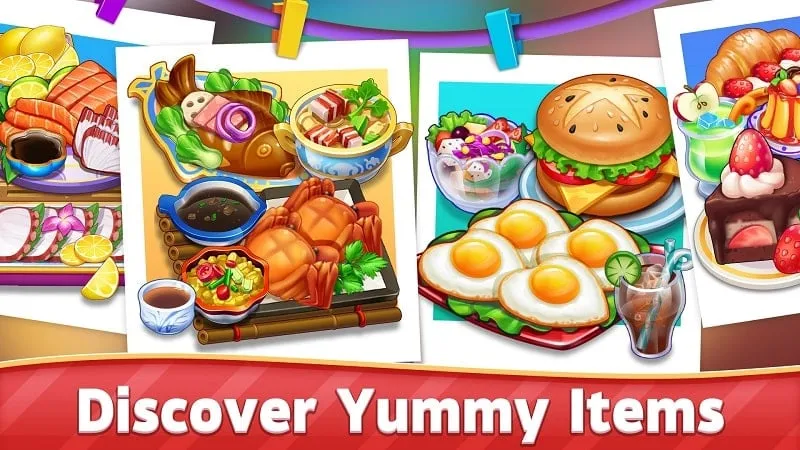 A screenshot of Cooking Star showcasing various food items and dishes available in the game.