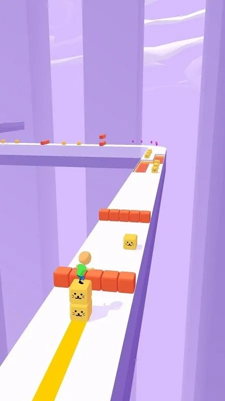 A screenshot of Cube Surfer gameplay showing character navigating the course.