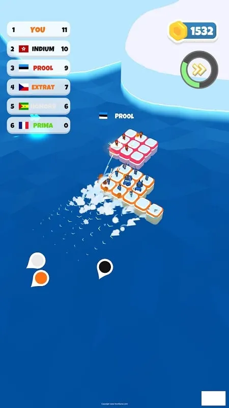 A screenshot of Raft Craft gameplay displaying the upgrade menu with various upgrade options.