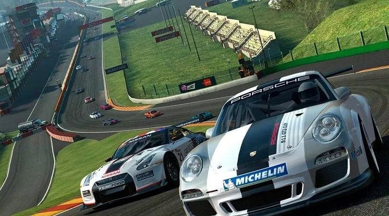 A screenshot of Real Racing 3 showcasing high-quality graphics and diverse racing environments.