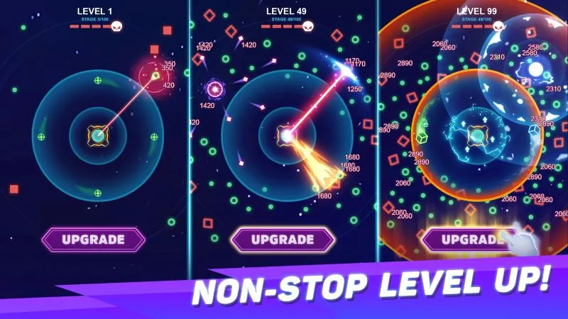 Tangkapan layar Space War yang menampilkan toko dalam game tempat pemain dapat membeli peningkatan dan item menggunakan mata uang dalam game.