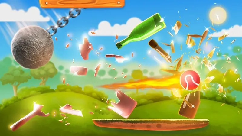 A screenshot of the Bottle Shooting Game demonstrating how to aim and shoot.