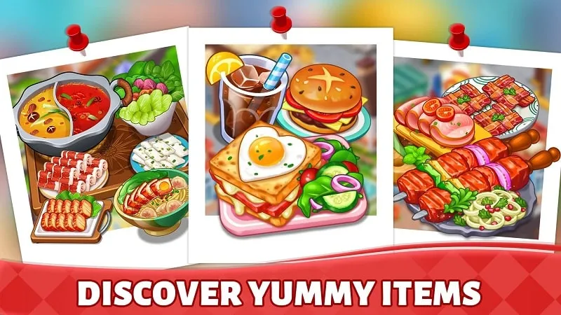 Hình ảnh giao diện game Crazy Diner với nhiều món ăn hấp dẫn.