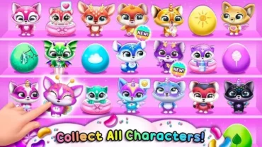 A screenshot of the Fluvsies game showcasing the diverse range of adorable pets available.