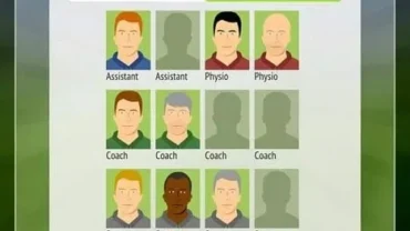 A screenshot of the gameplay in Football Chairman Pro, showing the team management interface.