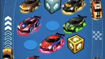 A screenshot of the Merge Neon Car game displaying the merging of two cars.