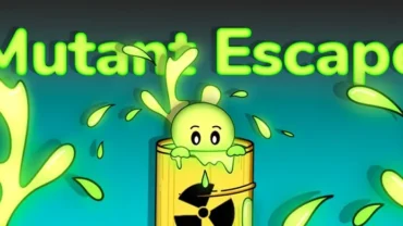 A screenshot of the Mutant Escape game, showcasing the main character navigating through a laboratory environment.