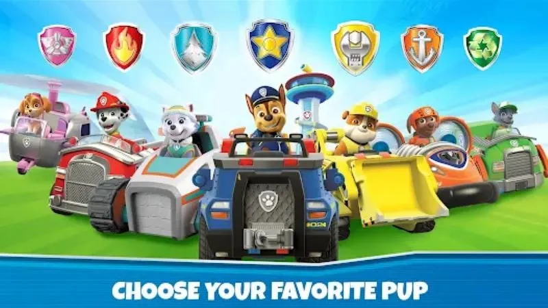 A screenshot of the PAW Patrol Rescue World game on a mobile device.