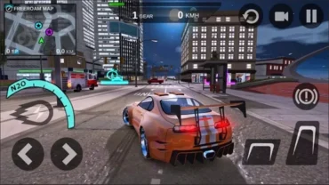 A screenshot of the Speed Legends game showing a car race.