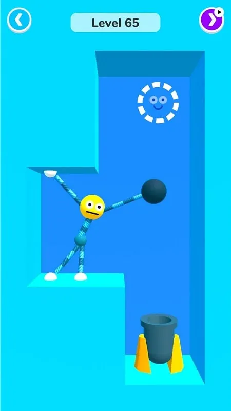 A screenshot of the Stretch Guy game, highlighting the character stretching its limbs to reach a specific point.