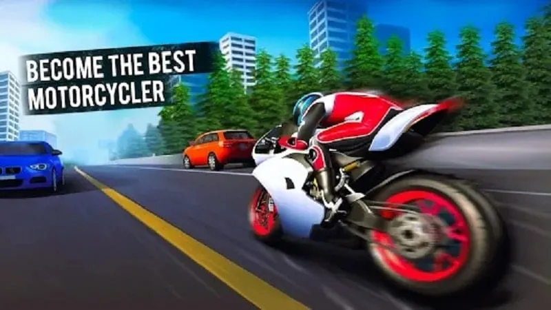 Hình ảnh trong game Traffic Moto Racing 2024 cho thấy môi trường đua xe.