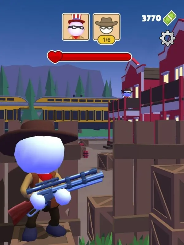 A screenshot of Western Sniper showing the game's environment and a character in action.