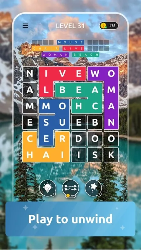 Tangkapan layar Words of Nature yang menampilkan mata uang dalam game dan antarmuka toko.