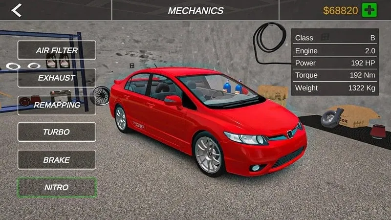 A screenshot showcasing the car customization options in Fast Lap Racing.