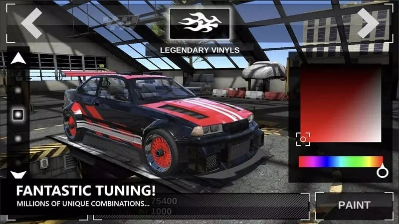 A screenshot showcasing the car customization options in Speed Legends.