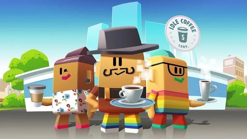 A screenshot showcasing the gameplay of Idle Coffee Corp.