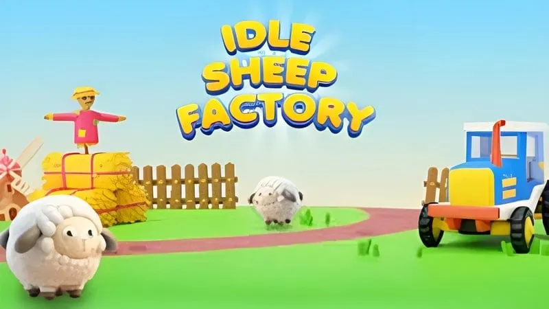 A screenshot showcasing the gameplay of Idle Sheep Factory with its vibrant graphics and factory management elements.