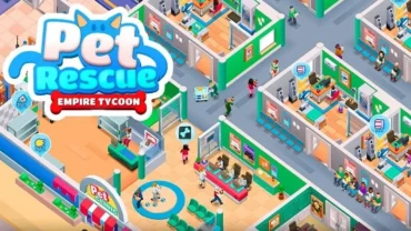 A screenshot showcasing the gameplay of Pet Rescue Empire Tycoon.