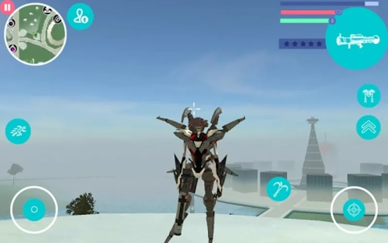 A screenshot showcasing the transformation abilities of the Spider Robot from human to spider form.