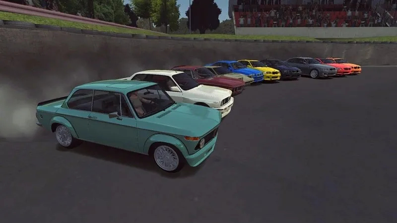 A screenshot showcasing various BMW models available in the game.